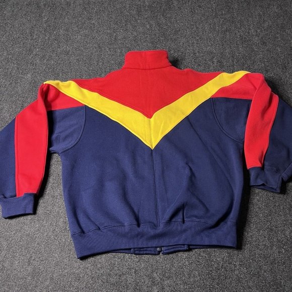 VTG 90s Charter Club Colorblock Zip Sweatshirt Jacket Mens Sm Blue Red Yellow - Picture 3 of 9
